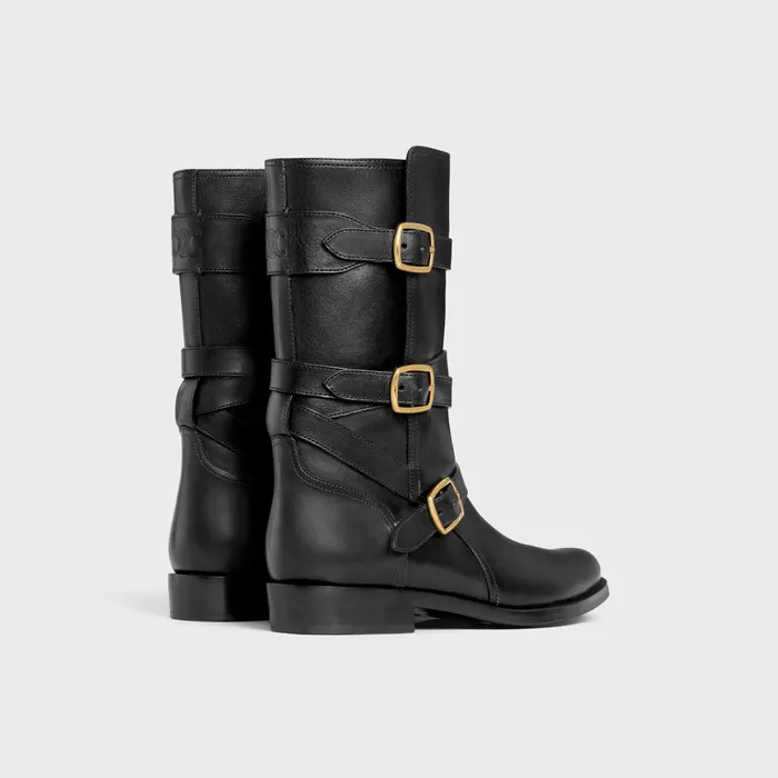 Celine Lyra Triple Buckles Boot In Calfskin Black Women CELINE BOOTS AND ANKLE BOOTS