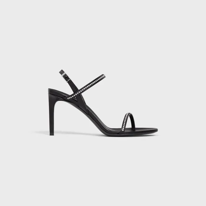 Celine Soir Strap Sandal With Strass In Lambskin With Strass Black Women CELINE SANDALS Celine Soir Strap Sandal With Strass In Lambskin With Strass Black Women CELINE SANDALS