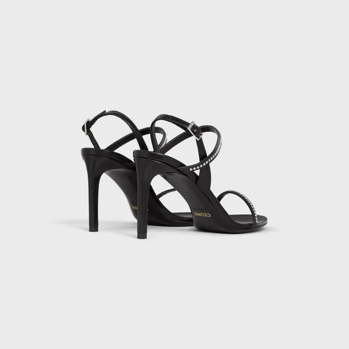 Celine Soir Strap Sandal With Strass In Lambskin With Strass Black Women CELINE SANDALS