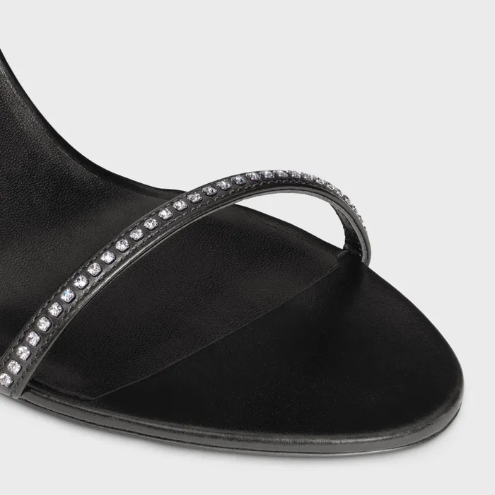 Celine Soir Strap Sandal With Strass In Lambskin With Strass Black Women CELINE SANDALS
