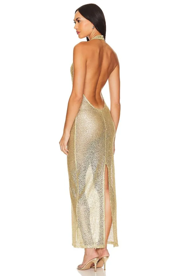 Charlotte Maxi Dress Gold Sand Women Lovers and Friends Dresses