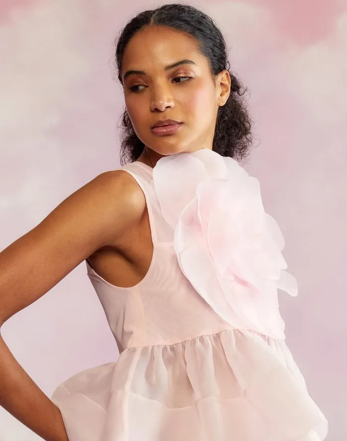 Chloe Organza Flower Top 8211 Pink Women Cynthia Rowley Tops