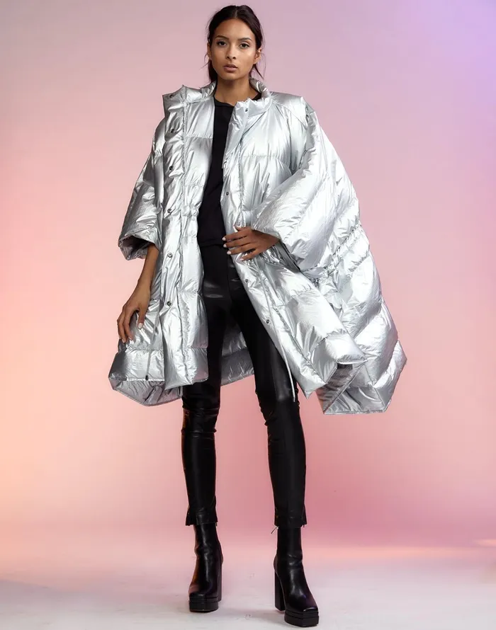 Chrome Puffer Jacket 8211 Silver Women Cynthia Rowley Jackets and Coats