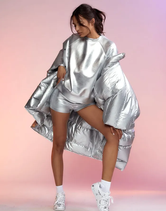 Chrome Puffer Jacket 8211 Silver Women Cynthia Rowley Jackets and Coats