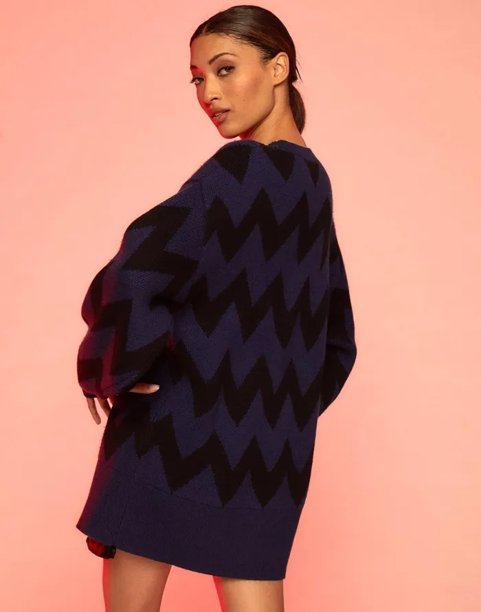 Chunky Chevron Sweater 8211 Blknv Women Cynthia Rowley Tops
