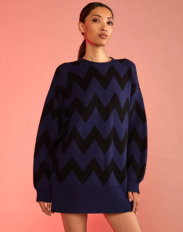 Chunky Chevron Sweater 8211 Blknv Women Cynthia Rowley Tops