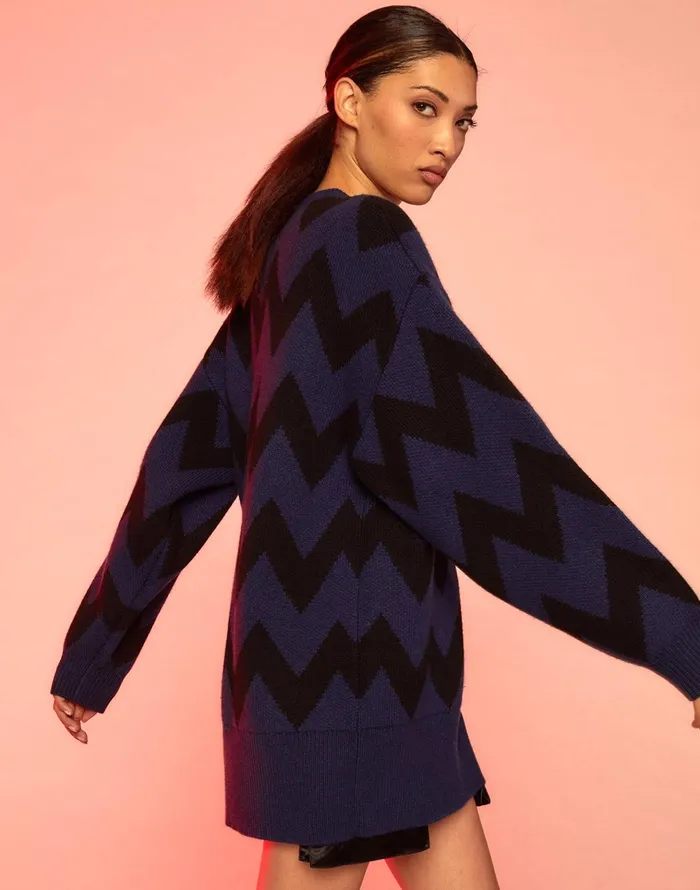 Chunky Chevron Sweater 8211 Blknv Women Cynthia Rowley Tops