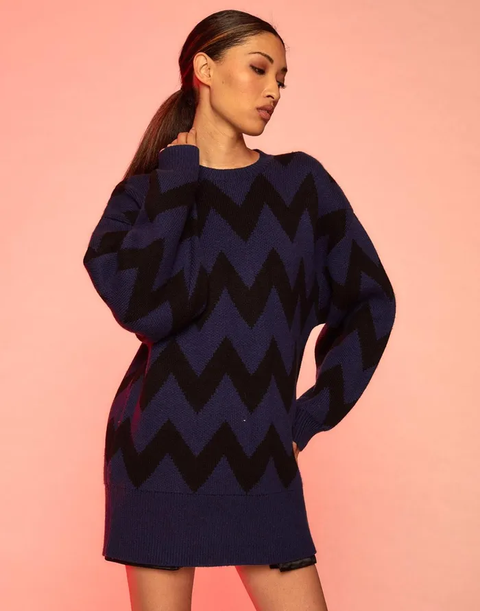 Chunky Chevron Sweater 8211 Blknv Women Cynthia Rowley Tops