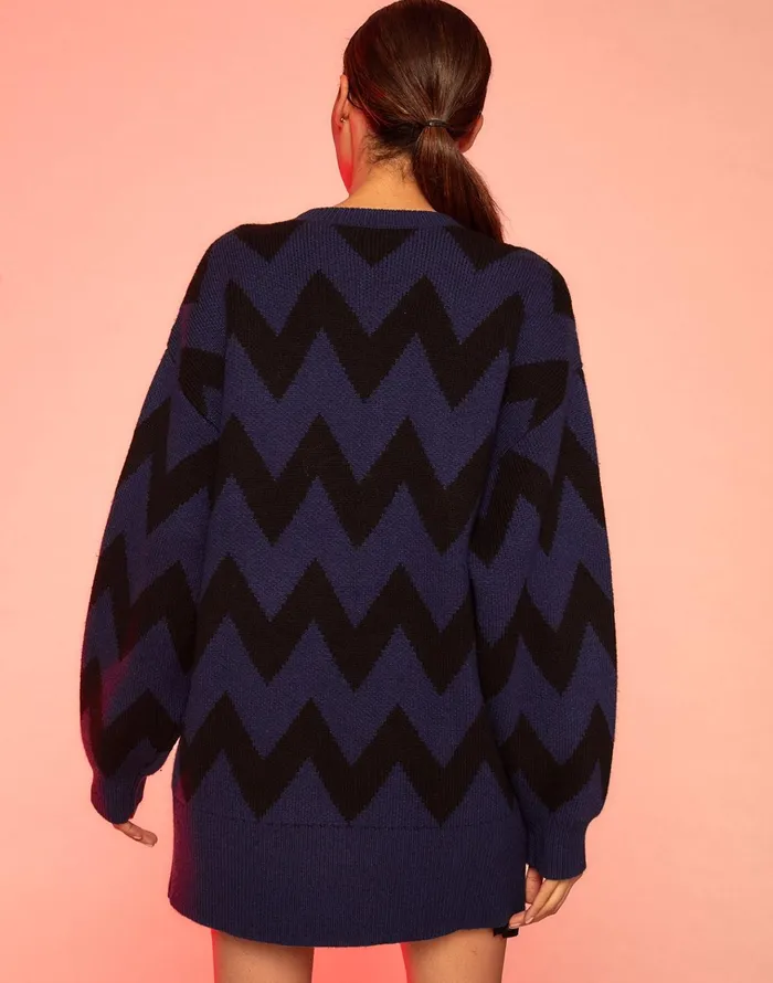Chunky Chevron Sweater 8211 Blknv Women Cynthia Rowley Tops
