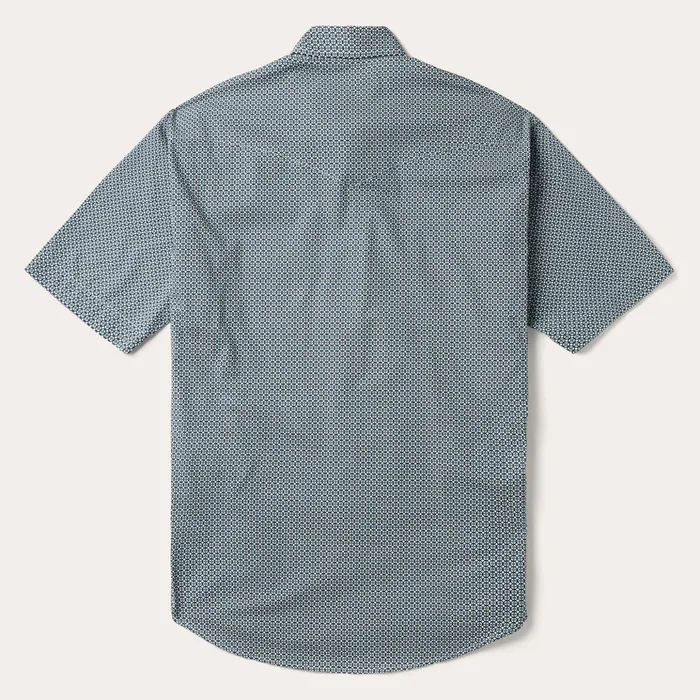 Classic Cut Men Stetson Circle Diamond Print Short Sleeve Western Shirt Green