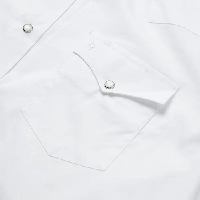 Classic Cut Men Stetson White Pinpoint Oxford Western Shirt White
