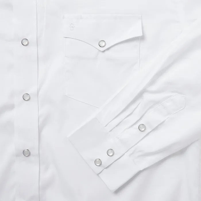 Classic Cut Men Stetson White Pinpoint Oxford Western Shirt White