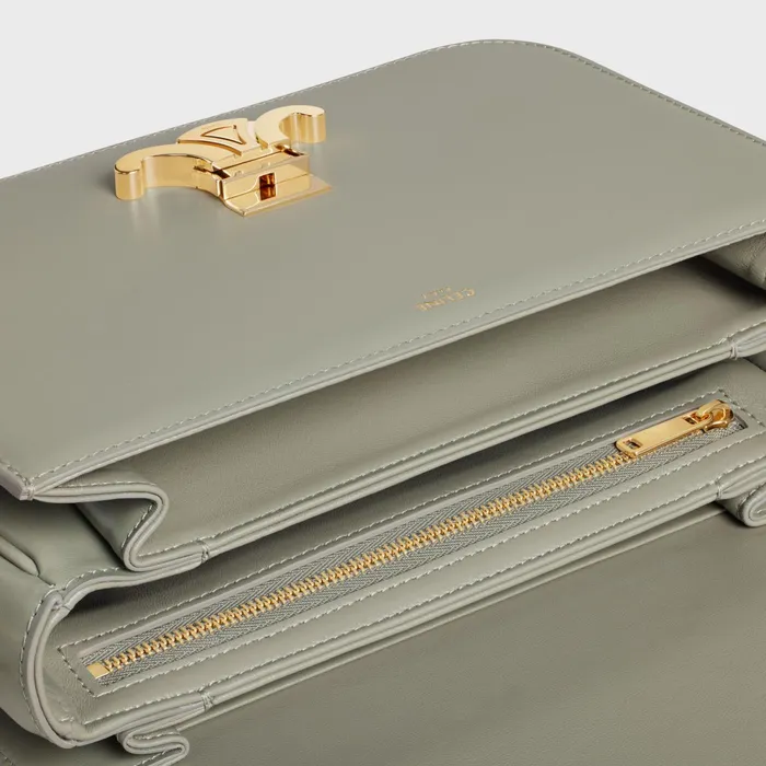 Classique Triomphe Bag In Shiny Calfskin Green Clay Women CELINE TRIOMPHE Classique Triomphe Bag In Shiny Calfskin Green Clay Women CELINE TRIOMPHE