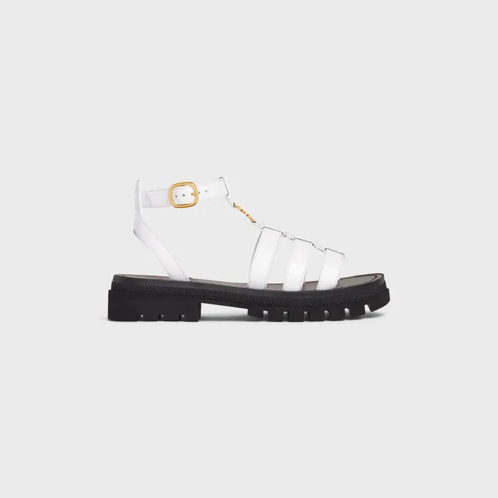 Clea Triomphe Gladiator Chunky Sandal In Calfskin Optic White Women CELINE SANDALS Clea Triomphe Gladiator Chunky Sandal In Calfskin Optic White Women CELINE SANDALS