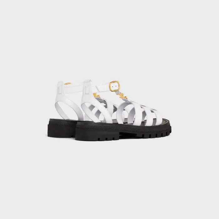 Clea Triomphe Gladiator Chunky Sandal In Calfskin Optic White Women CELINE SANDALS