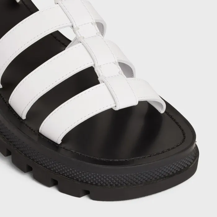 Clea Triomphe Gladiator Chunky Sandal In Calfskin Optic White Women CELINE SANDALS