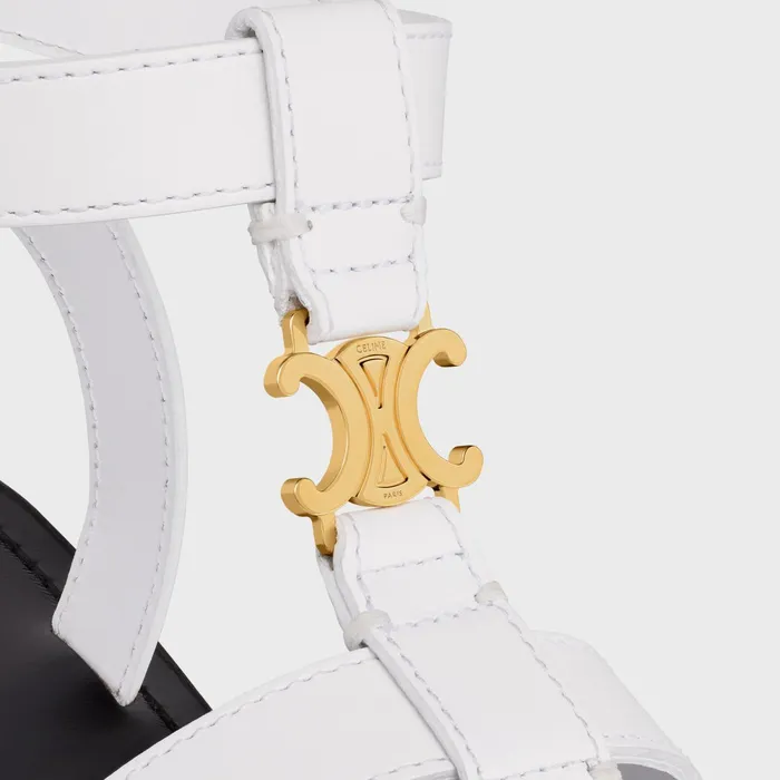Clea Triomphe Gladiator Chunky Sandal In Calfskin Optic White Women CELINE SANDALS