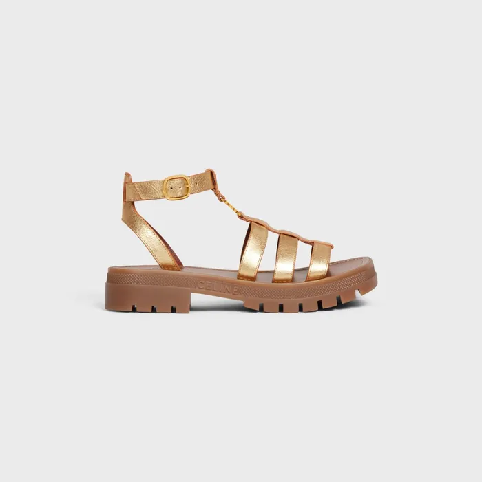 Clea Triomphe Gladiator Chunky Sandal In Metalized Calfskin Gold Women CELINE SANDALS Clea Triomphe Gladiator Chunky Sandal In Metalized Calfskin Gold Women CELINE SANDALS