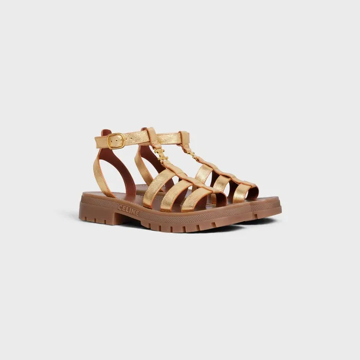Clea Triomphe Gladiator Chunky Sandal In Metalized Calfskin Gold Women CELINE SANDALS