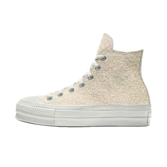 Converse High Top Custom Chuck Taylor All Star Lift Platform Glitter By You White 8211 Women