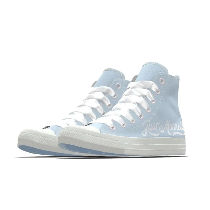 Converse High Top Custom Chuck Taylor All Star Premium Wedding By You Blue Just Married 8211 Women