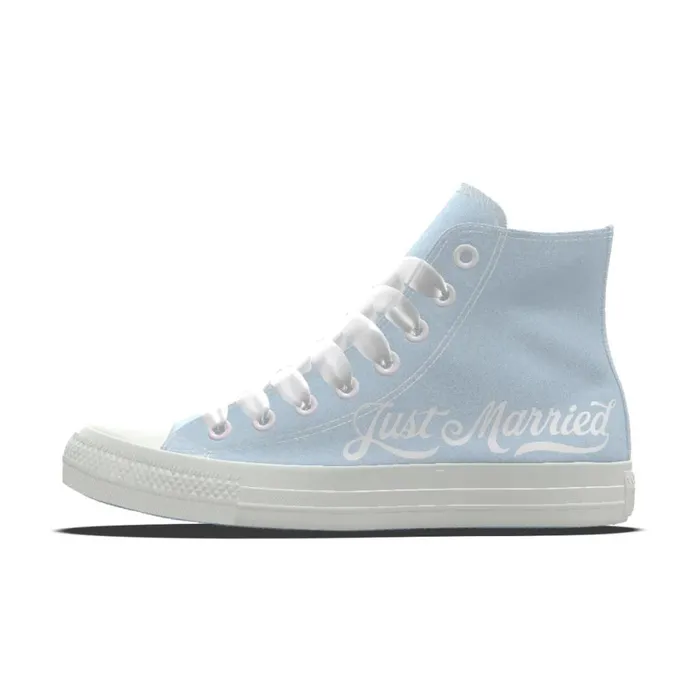 Converse High Top Custom Chuck Taylor All Star Premium Wedding By You Blue Just Married 8211 Women