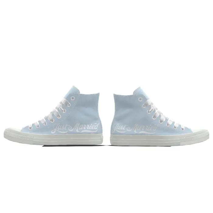 Converse High Top Custom Chuck Taylor All Star Premium Wedding By You Blue Just Married 8211 Women