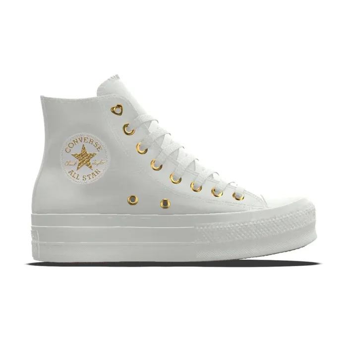 Converse High Top Custom Wedding Chuck Taylor All Star Lift Platform By You White Gold 8211 Women Converse High Top Custom Wedding Chuck Taylor All Star Lift Platform By You White Gold 8211 Women