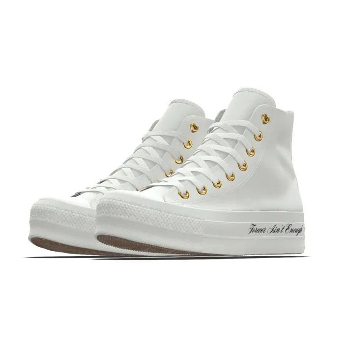 Converse High Top Custom Wedding Chuck Taylor All Star Lift Platform By You White Gold 8211 Women