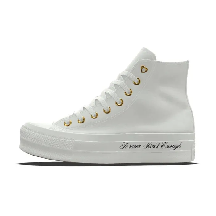 Converse High Top Custom Wedding Chuck Taylor All Star Lift Platform By You White Gold 8211 Women