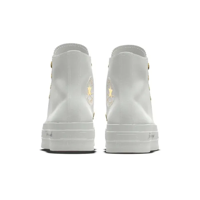 Converse High Top Custom Wedding Chuck Taylor All Star Lift Platform By You White Gold 8211 Women
