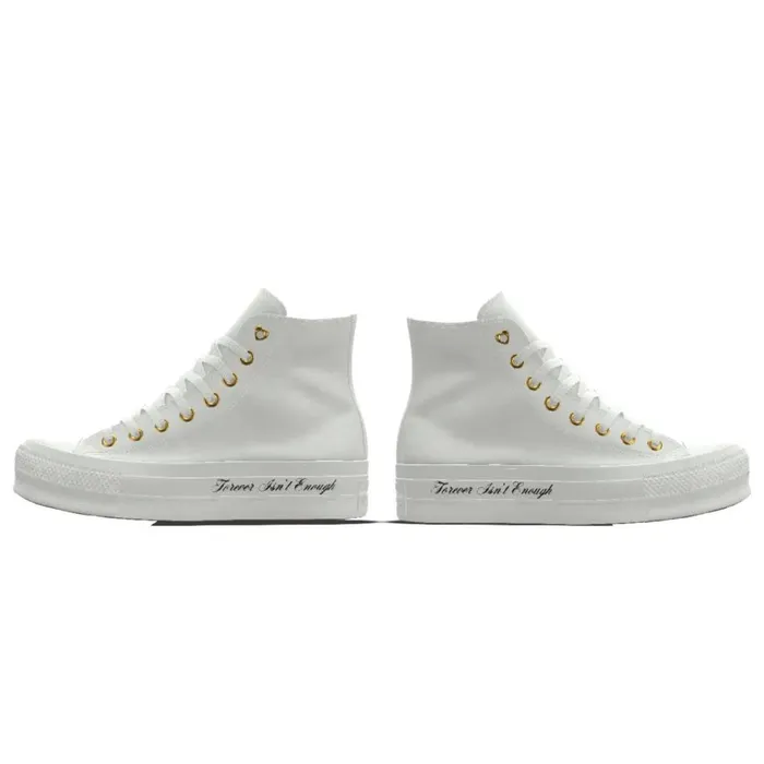 Converse High Top Custom Wedding Chuck Taylor All Star Lift Platform By You White Gold 8211 Women