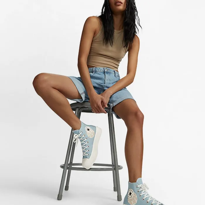 Converse Lift Platforms Chuck Taylor All Star Lift Platform Denim Patchwork Blueblueegret 8211 Women