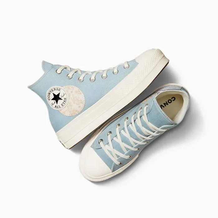 Converse Lift Platforms Chuck Taylor All Star Lift Platform Denim Patchwork Blueblueegret 8211 Women