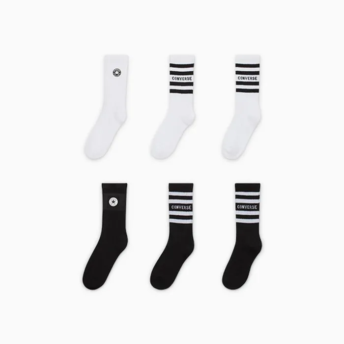 Converse Matching Sets 6 Pack Crew Socks Whiteblack 8211 Kids