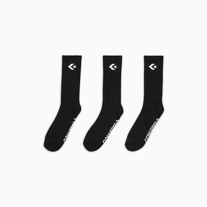 Converse Socks 3Pack Embroidered Crew Socks Black 8211 Men