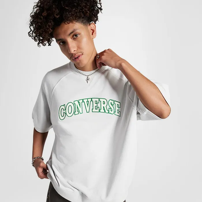 Converse Tops and Shirts Retro ShortSleeve Crew Fossilized Grey 8211 Men