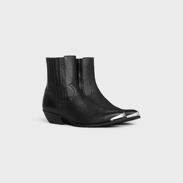 Cruiser Boots Chelsea With Metal Toe In Calfskin Black Men CELINE BOOTS