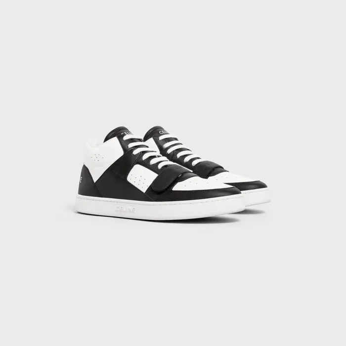 Ct02 Celine Trainer Mid Sneaker With Scratch In Calfskin White Black Men CELINE SNEAKERS