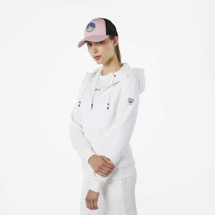 Damen Sweatshirts Und Pullover Rossignol Logo Damensweatshirt Mit Kapuze Und Durchgehendem Reiverschluss White100