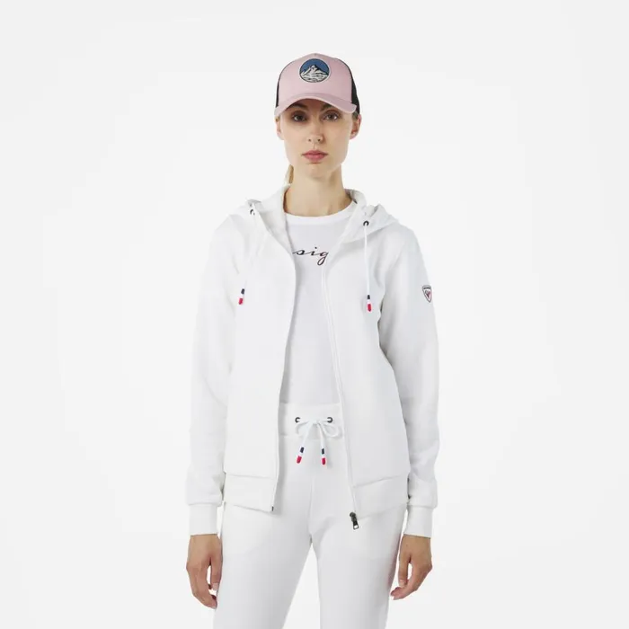 Damen Sweatshirts Und Pullover Rossignol Logo Damensweatshirt Mit Kapuze Und Durchgehendem Reiverschluss White100