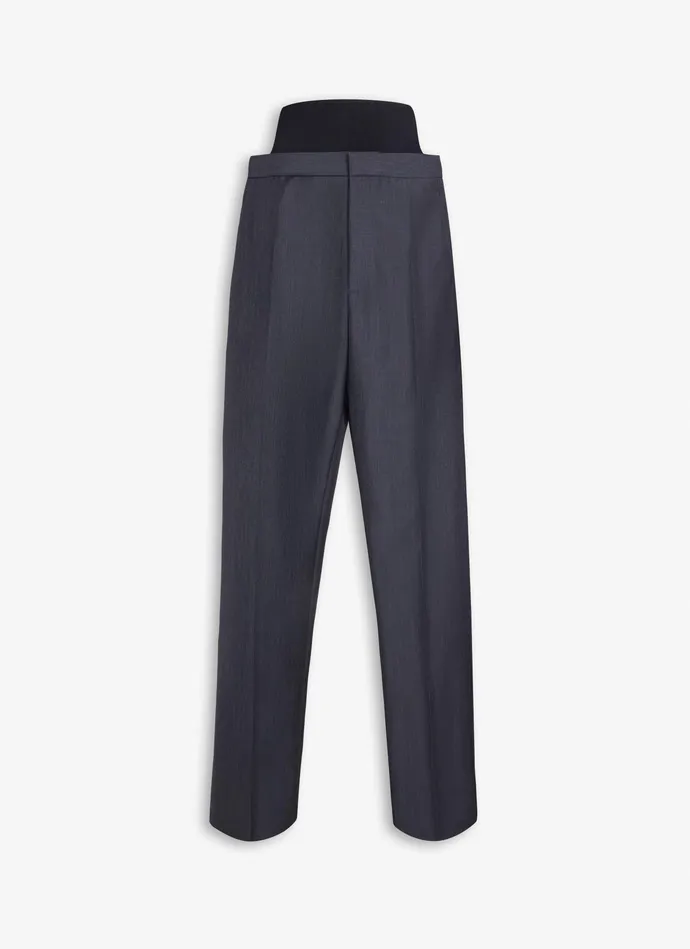 Dark Grey TAILORED TROUSERS WITH KNIT BAND Women Alaa Pants and Shorts