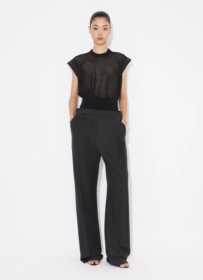 Dark Grey TAILORED TROUSERS WITH KNIT BAND Women Alaa Pants and Shorts