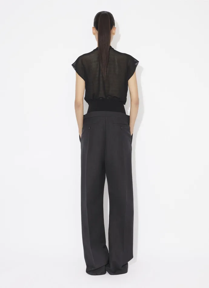 Dark Grey TAILORED TROUSERS WITH KNIT BAND Women Alaa Pants and Shorts