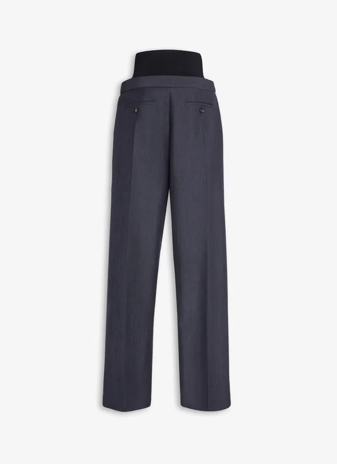 Dark Grey TAILORED TROUSERS WITH KNIT BAND Women Alaa Pants and Shorts