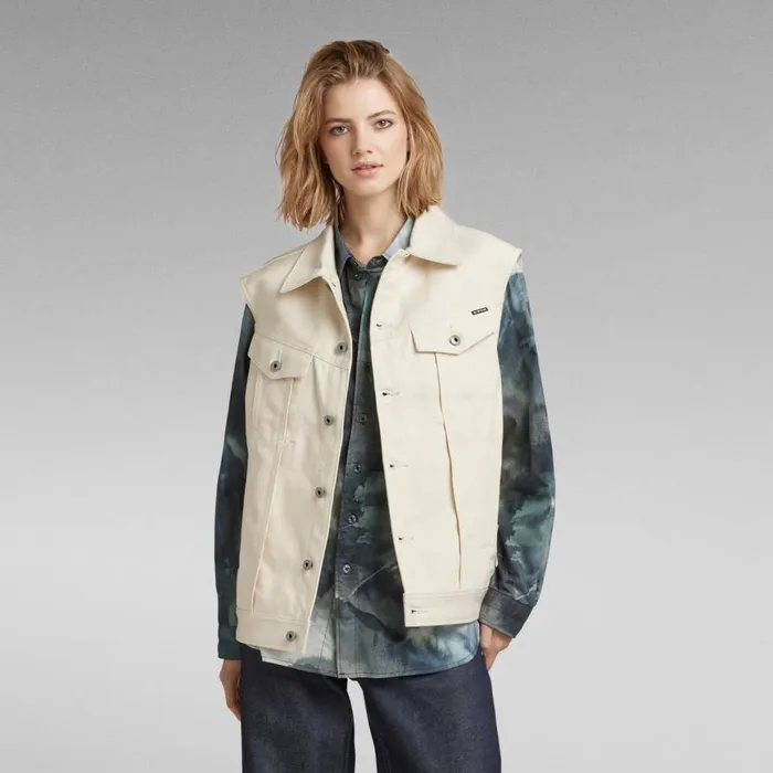 Denim Jackets Women GStar RAW Oversized Denim Vest Evergreen Ecru