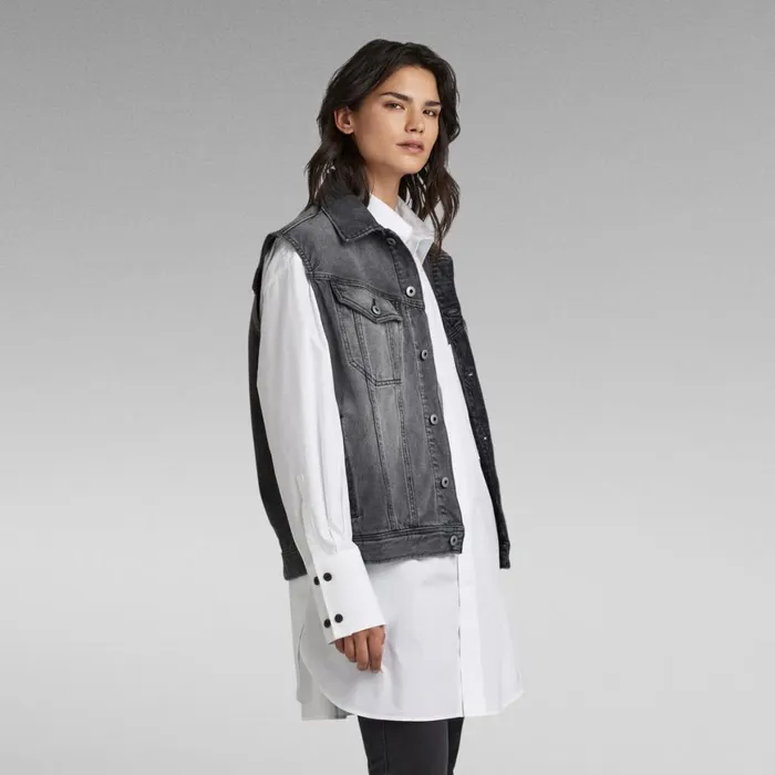 Denim Jackets Women GStar RAW Oversized Denim Vest Evergreen Faded Blade