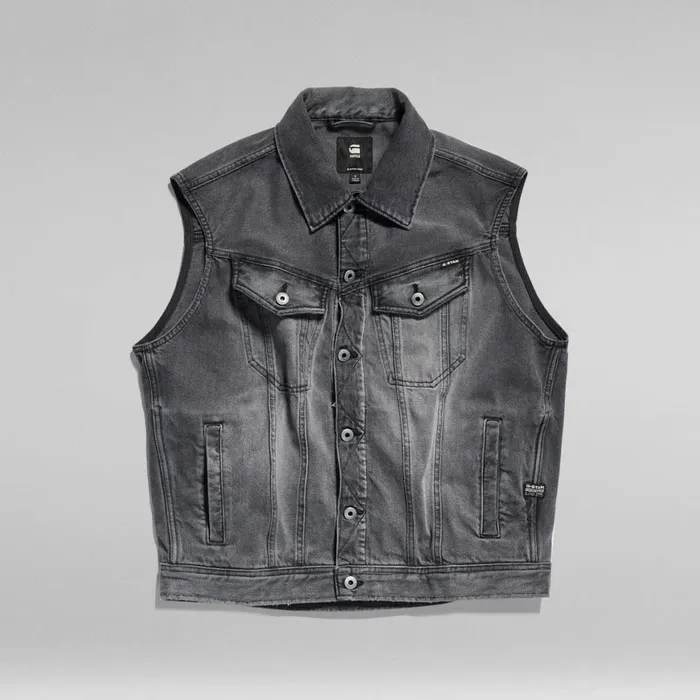 Denim Jackets Women GStar RAW Oversized Denim Vest Evergreen Faded Blade
