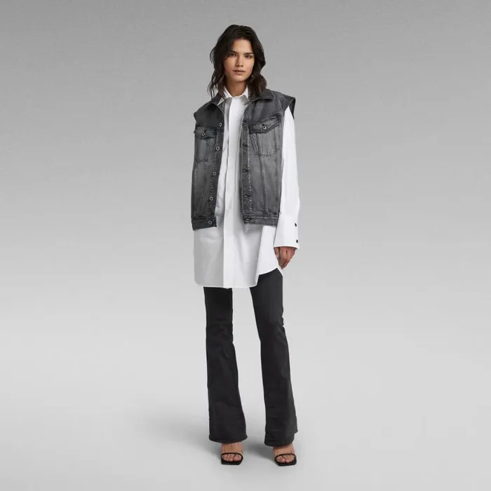 Denim Jackets Women GStar RAW Oversized Denim Vest Evergreen Faded Blade