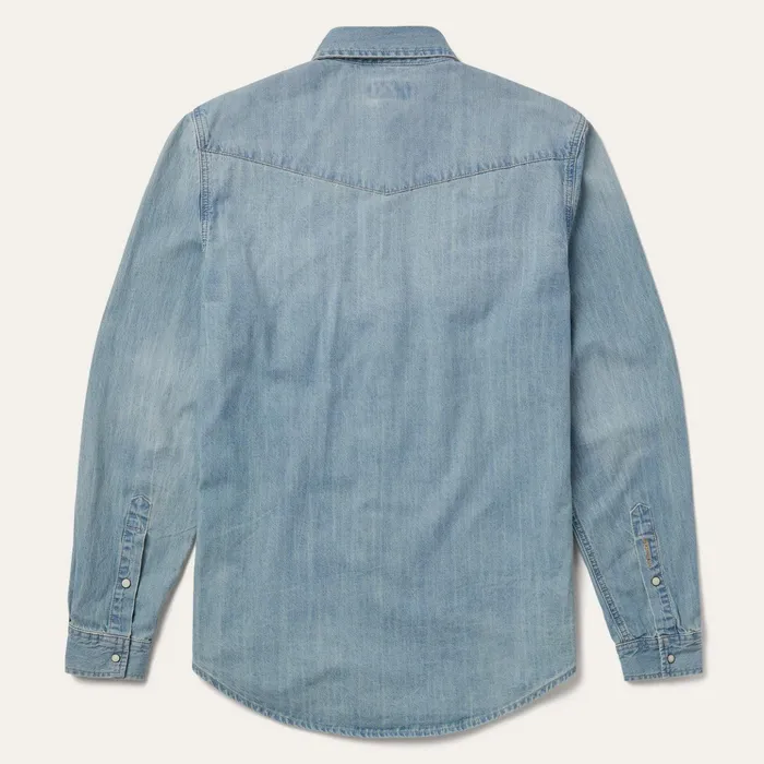 Denim Shirts Men Stetson LongSleeved Denim Shirt Blue